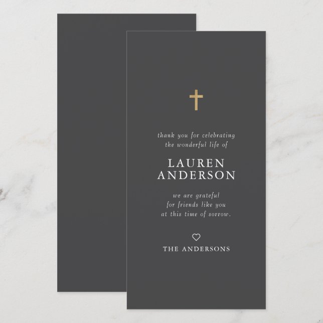 Memorial Funeral Modern Simple Chic Guld Kor Tack Kort (Fram/baksida)