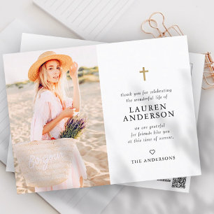 Memorial Funeral Modern Simple Chic Guld Kor Vykort