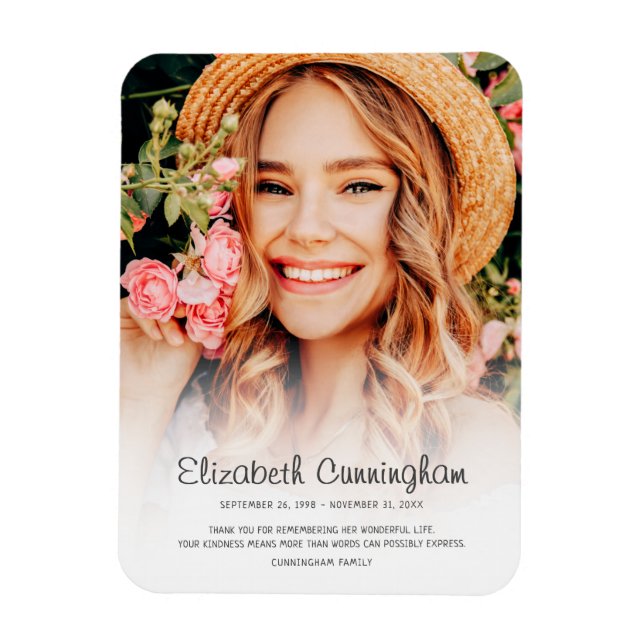 Memorial Funeral Modern Simple Cursive Photo Magnet (Vertikal)