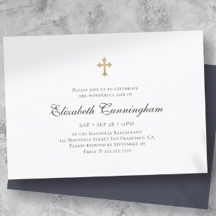 Memorial Funeral Modern Simple Faux Guld Kor Inbjudningar