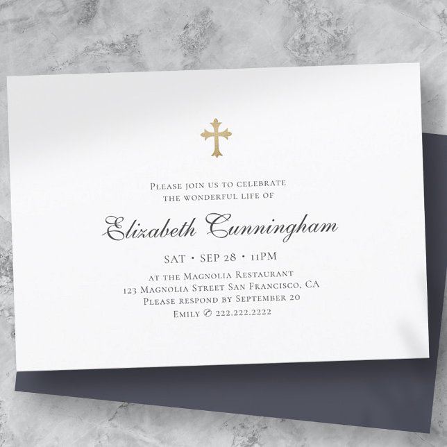 Memorial Funeral Modern Simple Faux Guld Kor Inbjudningar (Skapare uppladdad)