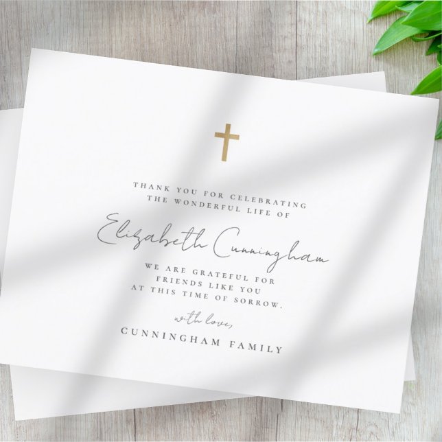 Memorial Funeral Modern Simple Faux Guld Kor Tack Kort (Skapare uppladdad)