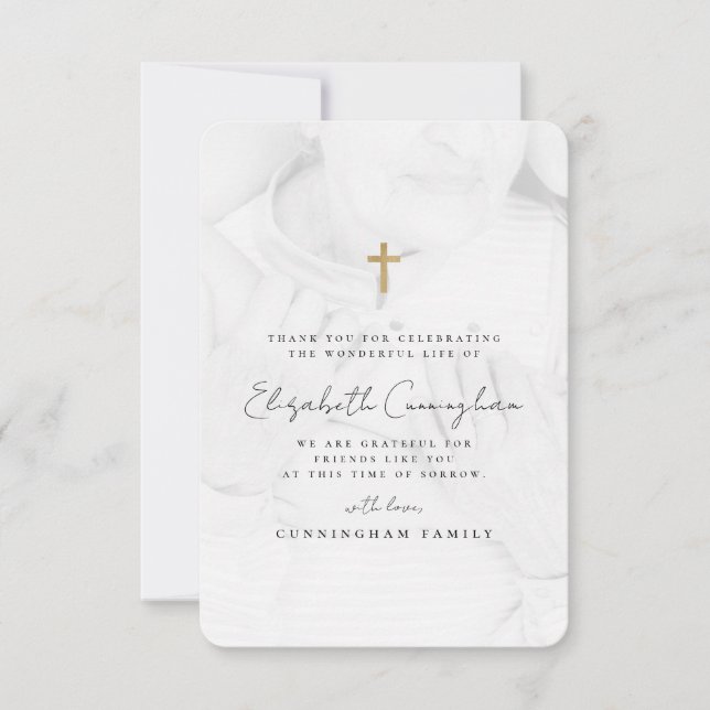 Memorial Funeral Modern Simple Guld Kor Photo Tack Kort (Framsida)