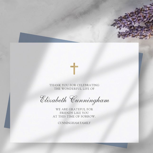 Memorial Funeral Modern Simple Guld Kor Tack Kort (Skapare uppladdad)