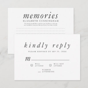 Memorial Funeral Modern Simple Memories Svara OSA Kort