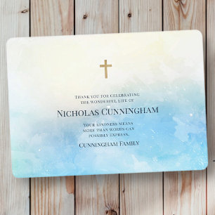 Memorial Funeral Modern Simple Watercolor Tack Kort