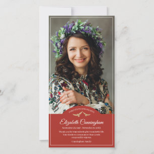 Memorial Funeral Monogram Birds Classic Photo Tack Kort