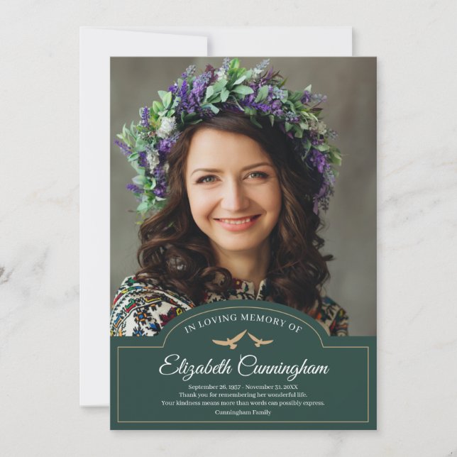 Memorial Funeral Monogram Classic Photo Tack Kort (Framsida)