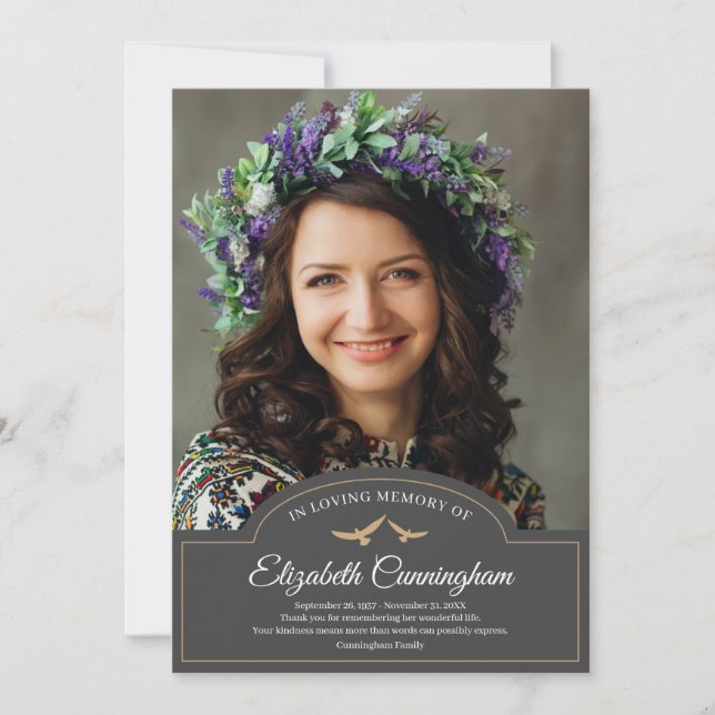 Memorial Funeral Monogram Classic Photo Tack Kort (Framsida)