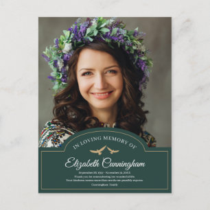 Memorial Funeral Monogram Classic Photo Tack Vykort