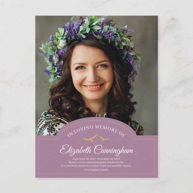 Memorial Funeral Monogram Classic Photo Tack Vykort (Framsida)