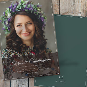 Memorial Funeral Monogram Modern Classic Photo Tack Kort
