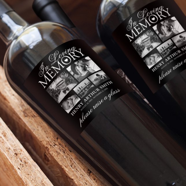 Memorial Funeral | Öka uppmärksamheten på glaset Vinflaska Etikett (Skapare uppladdad)