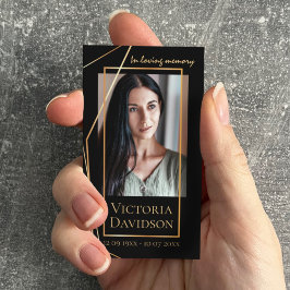 Memorial Funeral Photo Prayer Golden Elegant Ram Visitkort