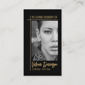 Memorial Funeral Photo Prayer Golden Kor Ram Visitkort