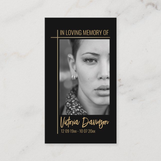 Memorial Funeral Photo Prayer Golden Kor Ram Visitkort (Framsida)