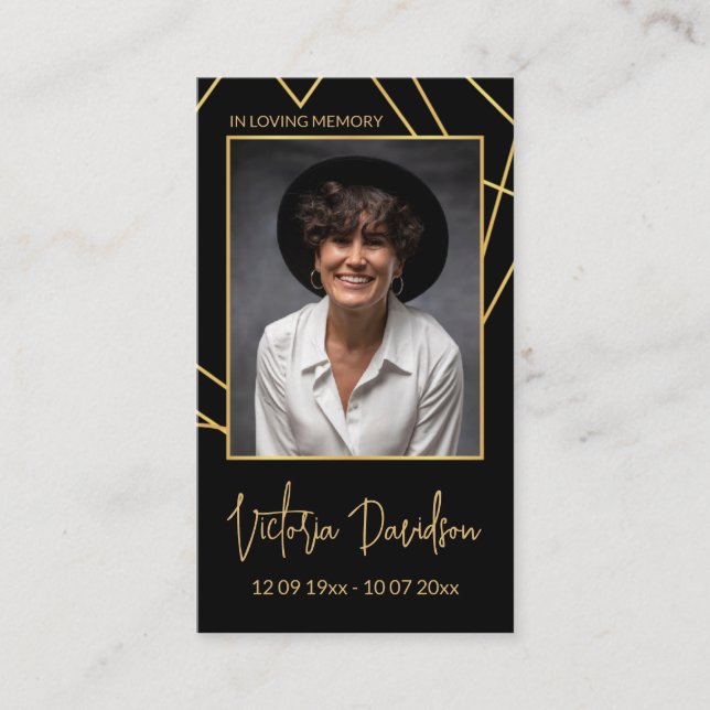 Memorial Funeral Photo Prayer Golden Ram Anpassnin Visitkort (Framsida)