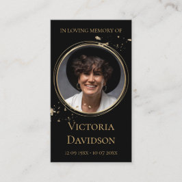 Memorial Funeral Photo Prayer Golden Round Ram Visitkort