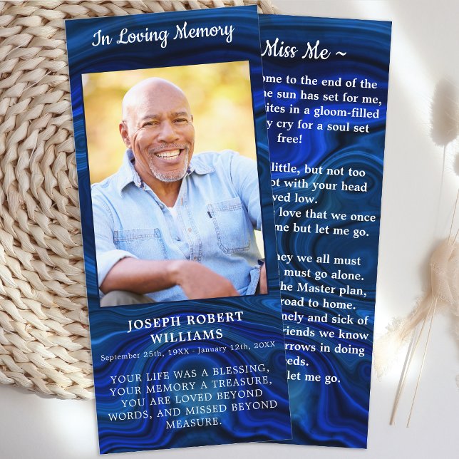 Memorial Funeral Prayer Bookmark Blue Marble Phot (Skapare uppladdad)