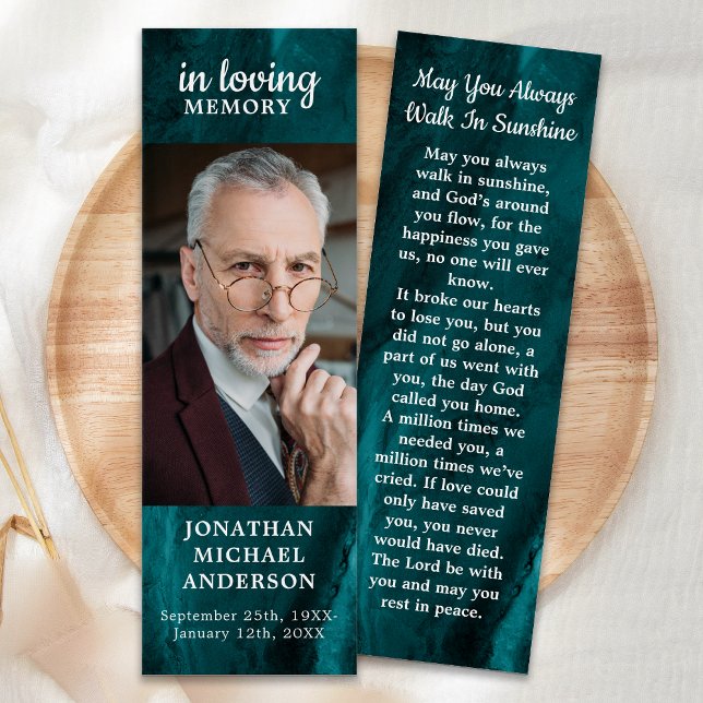 Memorial Funeral Prayer Bookmark Emerald Grönt Litet Visitkort (Skapare uppladdad)
