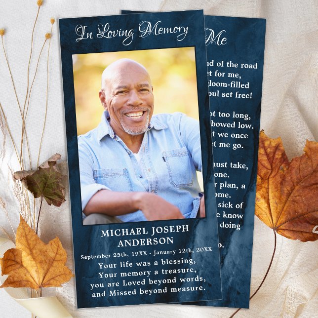 Memorial Funeral Prayer Bookmark Photo Blue Marble (Skapare uppladdad)