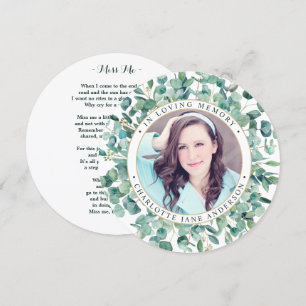 Memorial Funeral Prayer Card Eucalyptus Greenery Julkort