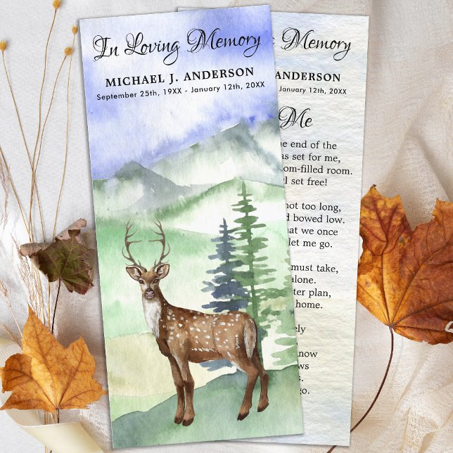 Memorial Funeral Prayer Card Woodland Hjort (Skapare uppladdad)