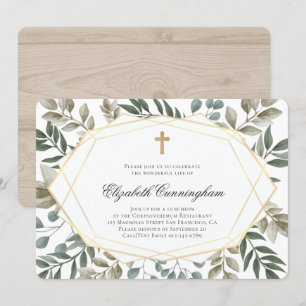Memorial Funeral Rustic Watercolor Foliage Inbjudningar