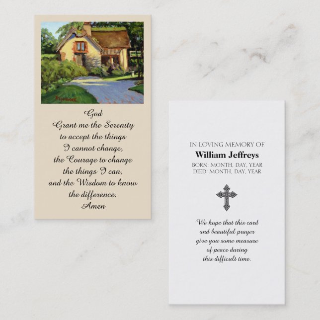 Memorial Funeral Serenity Prayer Card Visitkort (Fram/baksida)