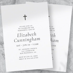 Memorial Funeral Simple Minimalist Elegant Kor Inbjudningar