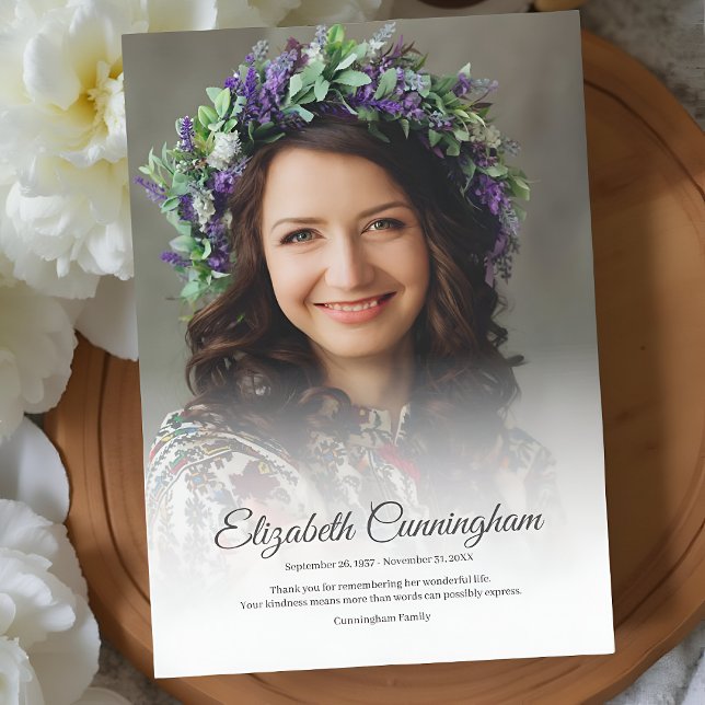 Memorial Funeral Simple Modern Classic Photo Tack Kort (Skapare uppladdad)