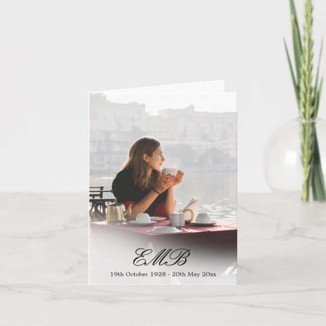 Memorial Funeral Simple White Overlay Photo Inbjudan (Framsida)