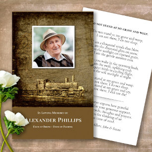 Memorial Funeral Steam Tåg Prayer Sympathy Cards Visitkort