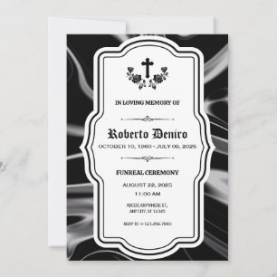 Memorial Funreal Black-platinagisk elegant Inbjudningar