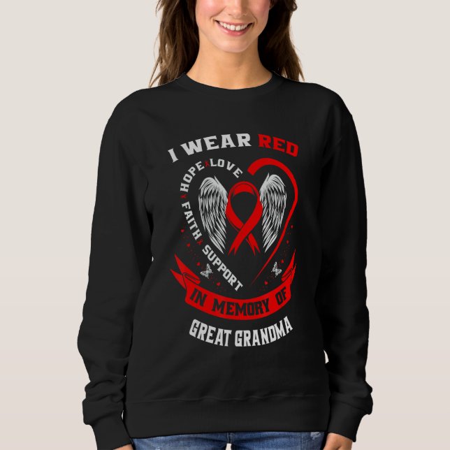 Memorial Gifts For Loss of Great Grandmother Heart T Shirt (Framsida)