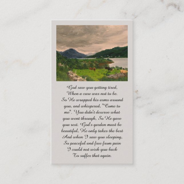 Memorial Green Orange Blue Sympathy Card Visitkort (Framsida)