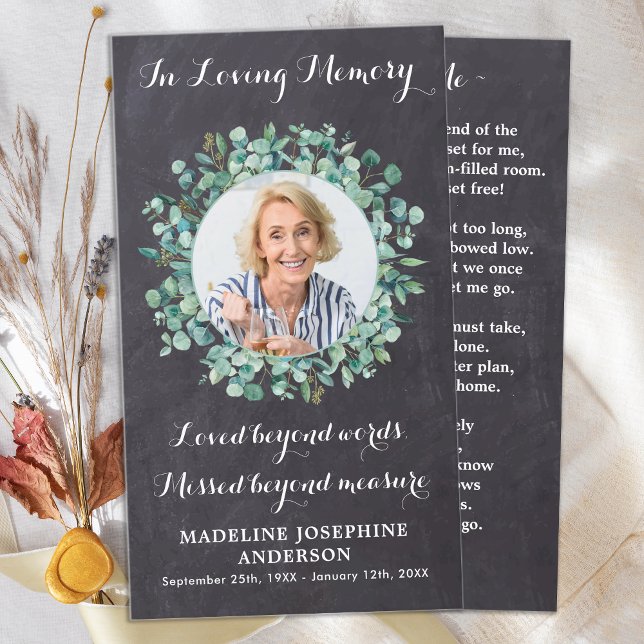 Memorial Greenery Eucalyptus Funeral Prayer Card (Skapare uppladdad)