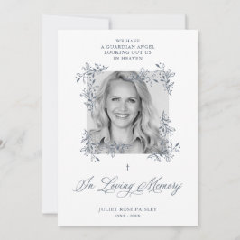 Memorial Hand Lettered Chic Flourish Grått Funeral Inbjudningar