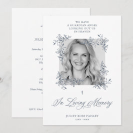 Memorial Hand Lettered Chic Flourish Grått Funeral Inbjudningar