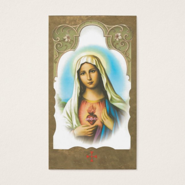 Memorial Helig Heart of Mary Prayer Card Visitkort (Framsidan)