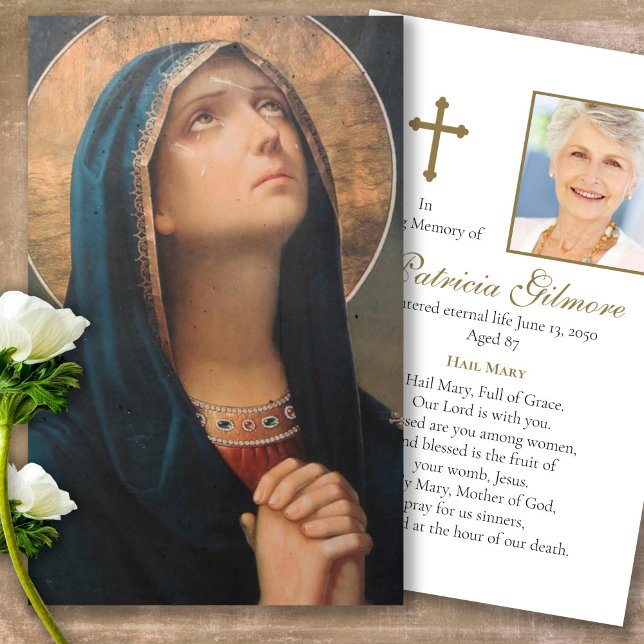 Memorial Himmelska Mor Prayer Sympathy Cards Visitkort (catholic, religious, celebration of life, in loving memory of, prayer cards for bereavement)