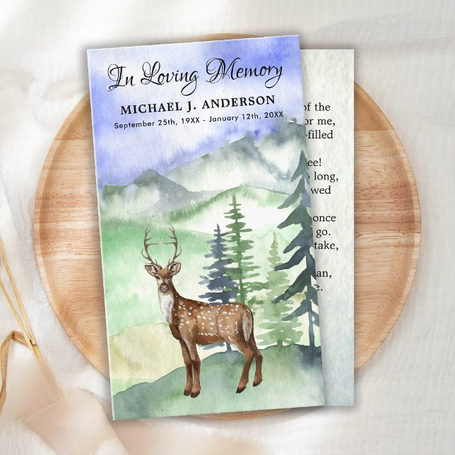 Memorial Hjort Woodland Funeral Prayer Card Visitkort (Skapare uppladdad)