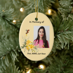Memorial Hummingbird Gul ros Julgransprydnad Keramik