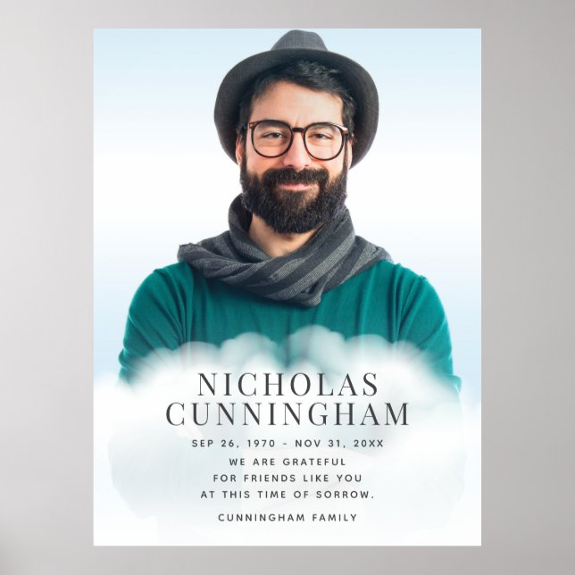 Memorial i Clouds Modern Classic Simple Photo Poster (Framsidan)