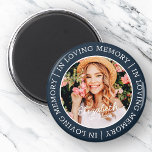 Memorial i Loving Memory Modern Anpassningsbar Pho Magnet<br><div class="desc">Den här enkla och moderna designen består av serif-typografi och lägger till ett anpassningsbar-foto. "In Loving Memory" omger anpassningsbarnas foto av din älskade.</div>
