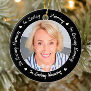 Memorial i Loving Memory Personlig 2 Photo Cer Julgransprydnad Keramik