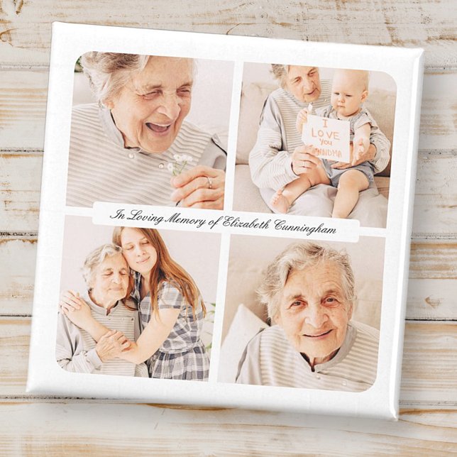 Memorial in Loving Memory Modern Elegant 4 Foton Magnet (Skapare uppladdad)