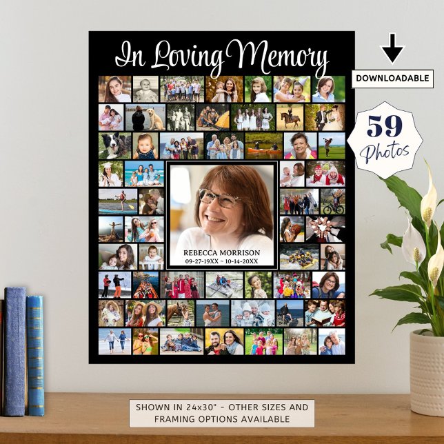 Memorial IN LOVING MEMORY Script 59 Photo Collage Poster (Skapare uppladdad)