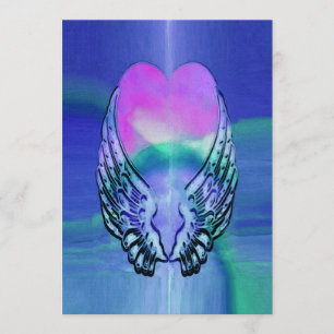 Memorial-inbjudan Rainbow Angel Heart Inbjudningar