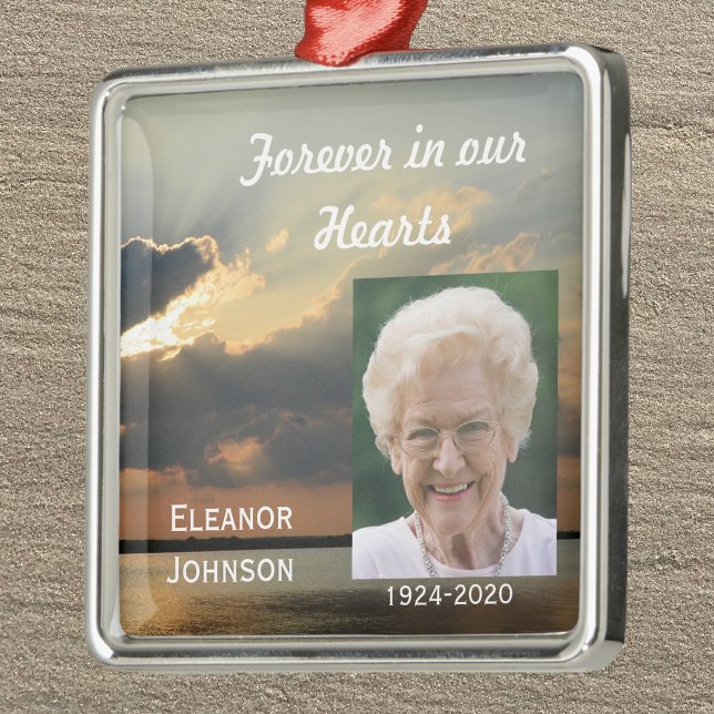 Memorial jul Ornaments Sunset with Photo Julgransprydnad Metall (Skapare uppladdad)